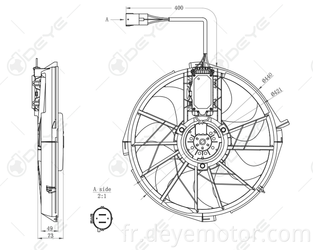 Ventilateurs de refroidissement de radiateur de voiture électrique A1698203542 pour BENZ W169 BENZ W245